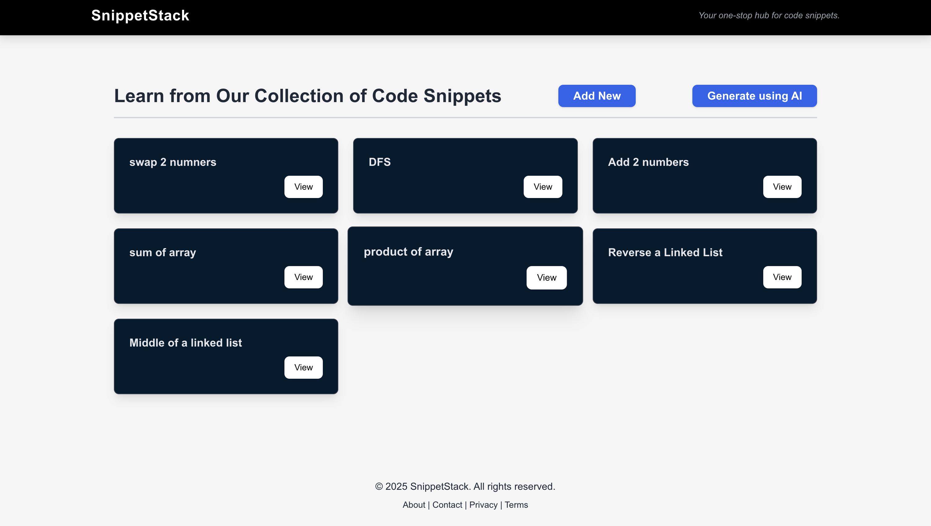 Code Snippet Storing Application